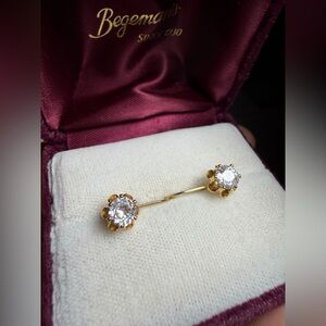 Dazzling Clear Stone Yellow Gold Tone Leverback Drop Earrings